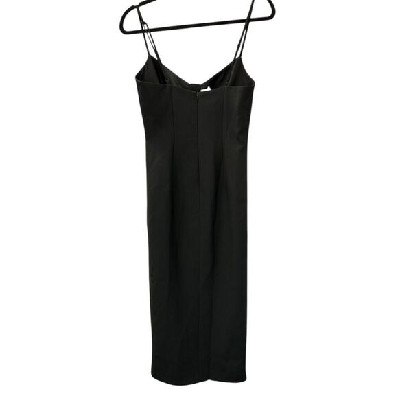 NWT Ceren Ocak Black Cut Out Slit Dress Crepe Fabric Spaghetti Strap sz S - Picture 4 of 10